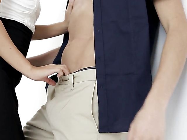 Small tits teen Iwia gets down on the stairs