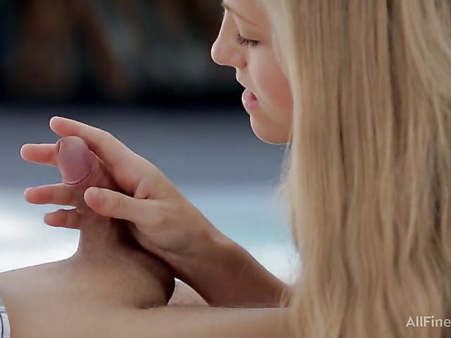 Poolside fun with blond teen Cecilia