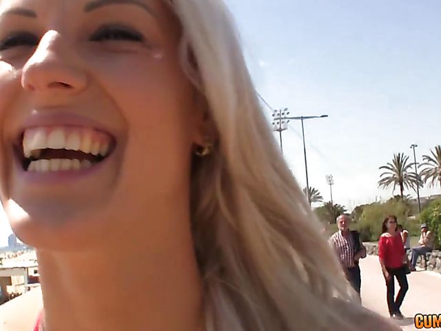 Sexy blondie in micro bikini gets shagged