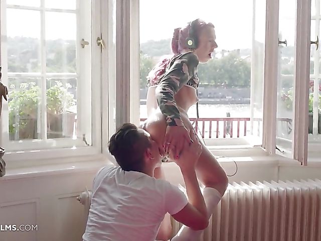 Teen skinny girl Paris Devine dancing and fucking