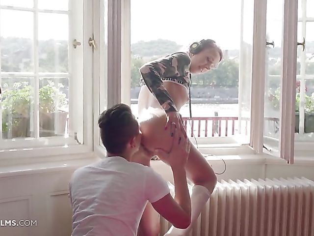 Teen skinny girl Paris Devine dancing and fucking