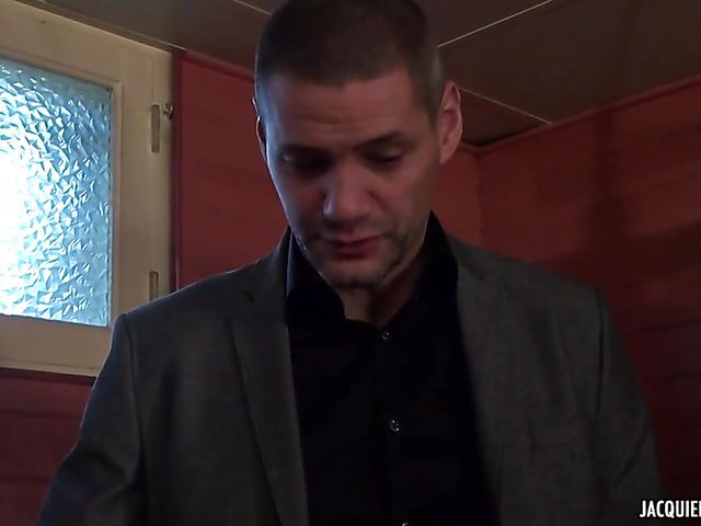 Flat chested mature Christina gets analyzed in the office