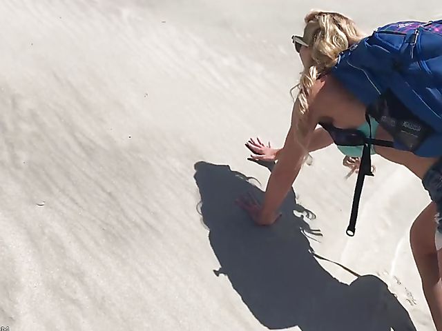 Mountain hiker Cherie DeVille wearing denim shorts