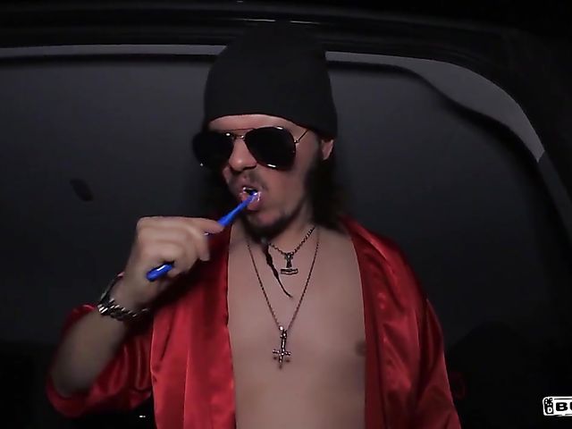 Tattooed german slut Sandy gets screwed in the backseat