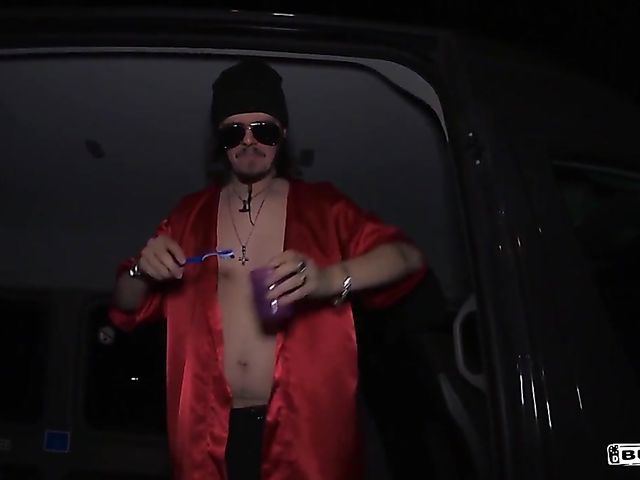 Tattooed german slut Sandy gets screwed in the backseat