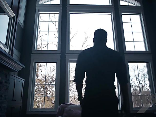 MILF with big fake boobs Krissy Lynn gets a fuck by the fire