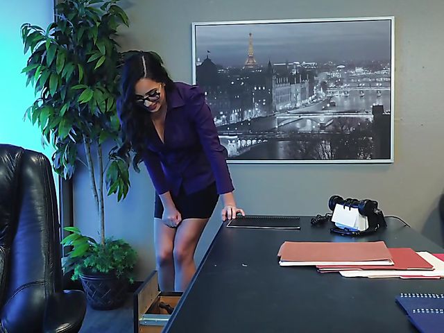 Kinky lesbian action in the office featuring Chanel Preston and Karlee Grey