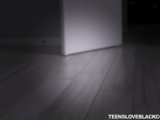 Redhead teen Alexa Nova takes a black schlong in the dark