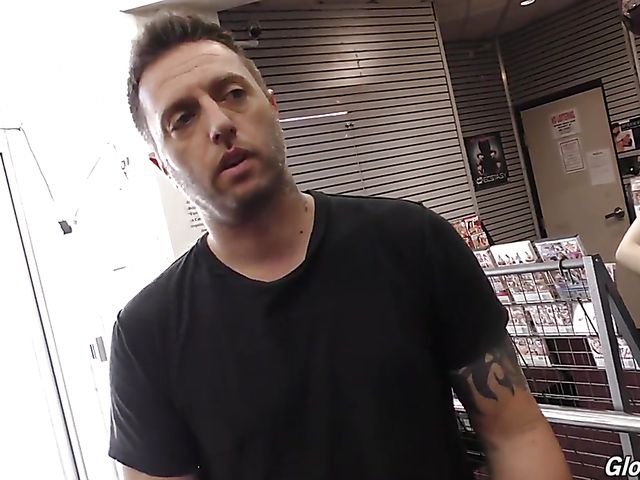 A black dong in a gloryhole for big tits redhead Lauren Phillips