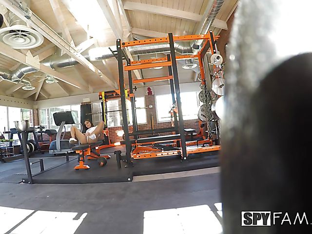 Stepsister Emily Willis caught masturbating in the gym