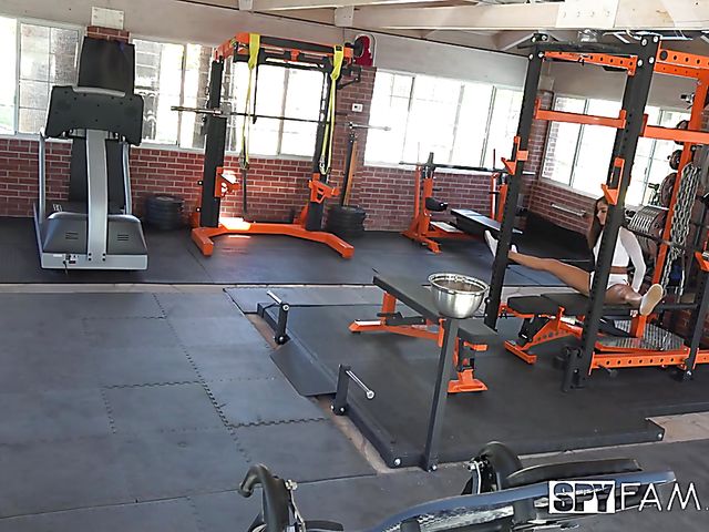 Stepsister Emily Willis caught masturbating in the gym