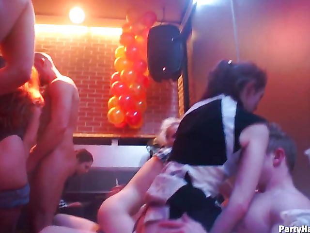 Club orgy with horny strippers and drunk babes