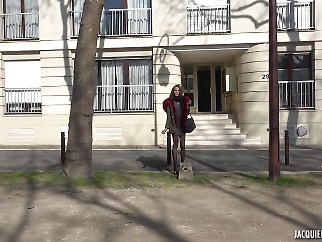 Skinny French babe Lucie fucks in the car and does anal outside