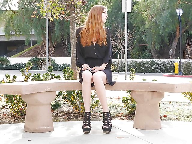 Public pussy and titties flashing with naughty Eva