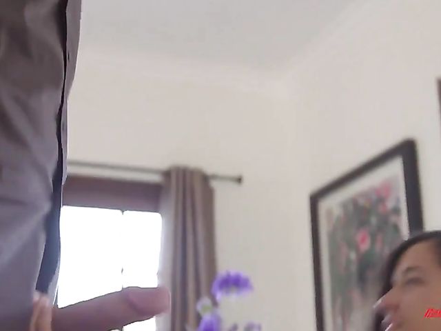 Cute teen babysitter Caroline Ray gets down and dirty