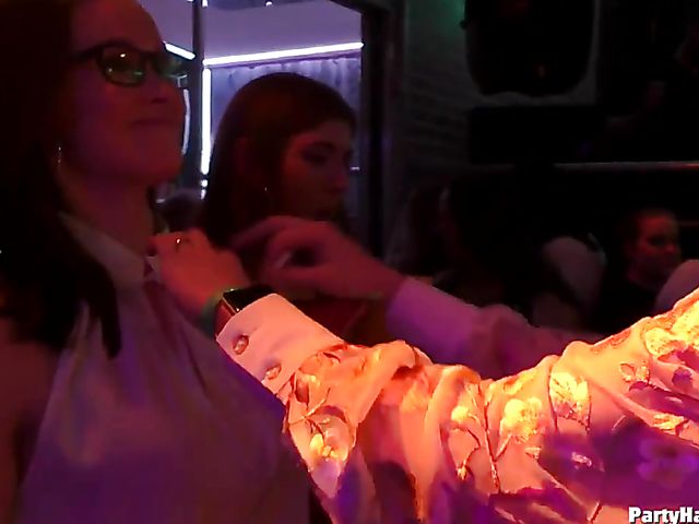 Party babes grinding on cock and sucking