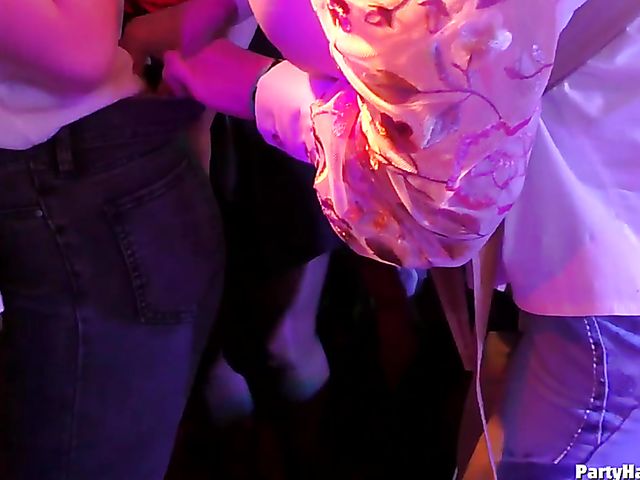 Party babes grinding on cock and sucking