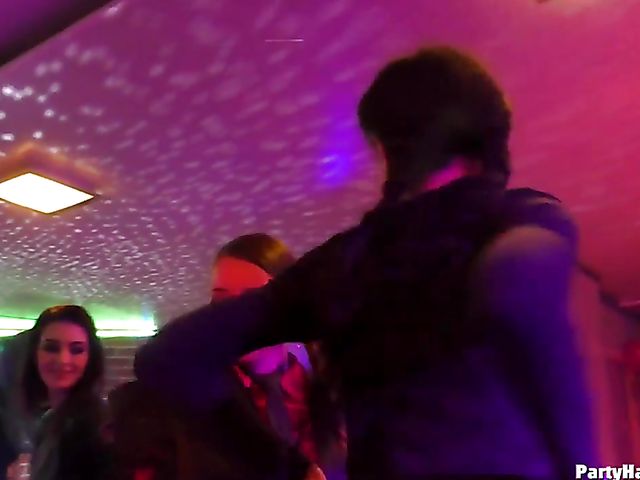 Party babes grinding on cock and sucking