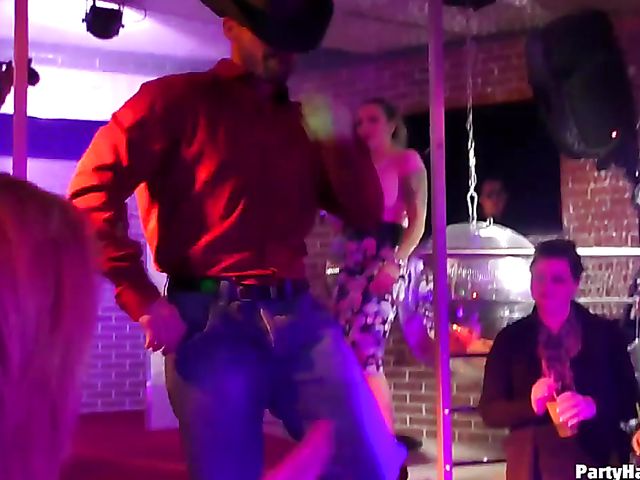 Party babes grinding on cock and sucking