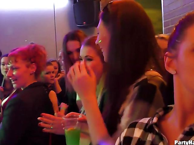 Party babes grinding on cock and sucking