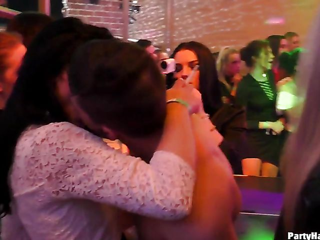 Party babes grinding on cock and sucking