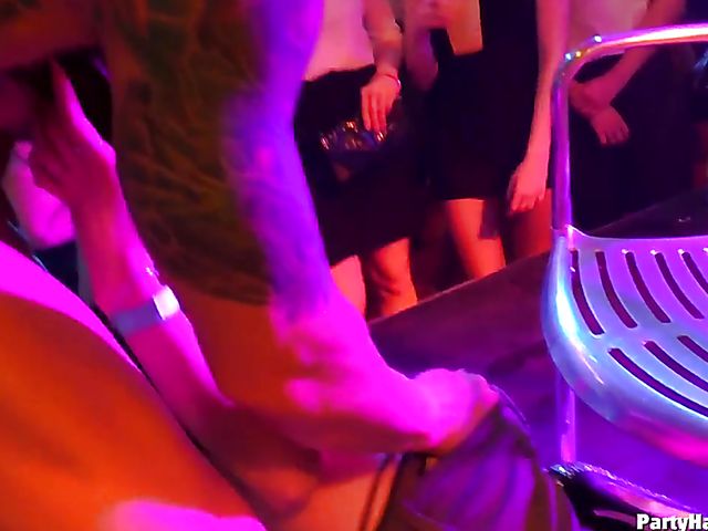 Party babes grinding on cock and sucking