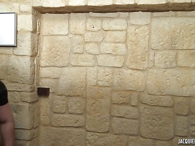 Double anal penetration in red lingerie with Joanna Dechainee