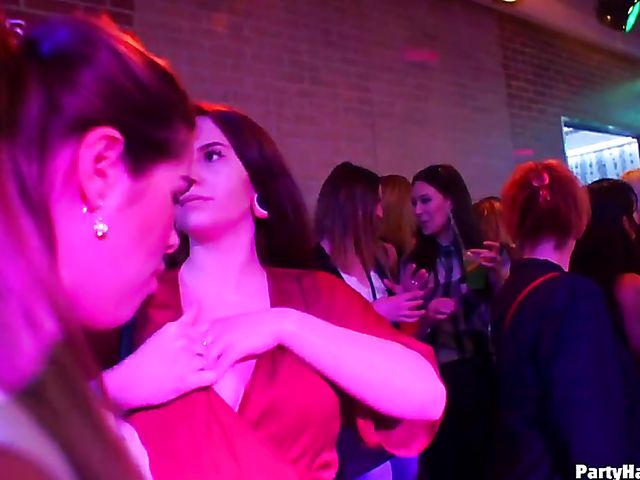 Party blowjob in the crowd in a nightclub