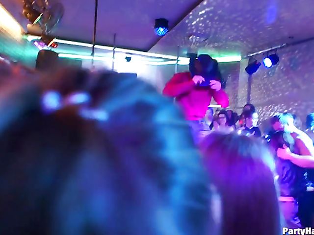 Party blowjob in the crowd in a nightclub