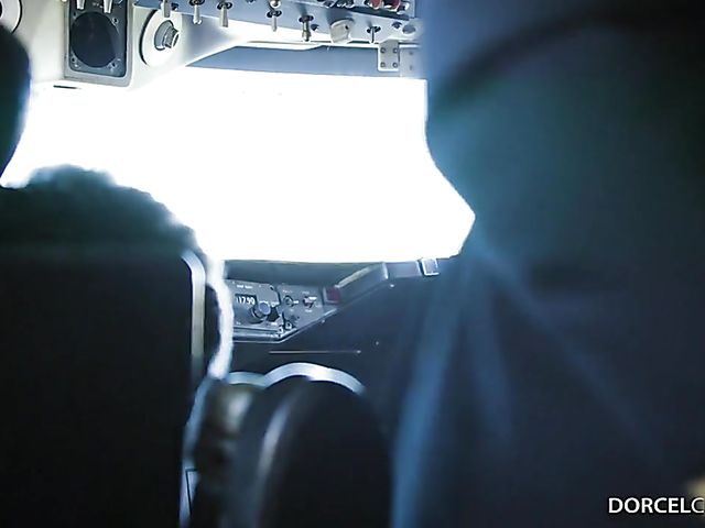 Wild sex on a plane with lovely stewardess Anny Aurora