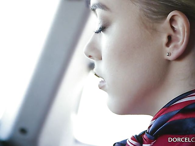 Wild sex on a plane with lovely stewardess Anny Aurora
