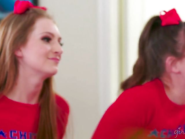 Lesbian cheerleaders Alison Rey, Lana Rhoades and Maya Kendrick