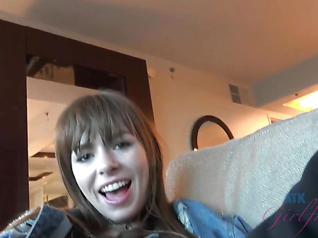 Alex Blake shows her pretty psst to her lucky BF