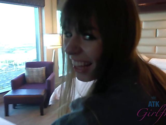 Alex Blake shows her pretty psst to her lucky BF