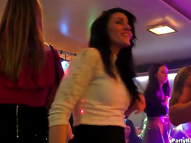 Wild party girls doing dirty things in the nightclub