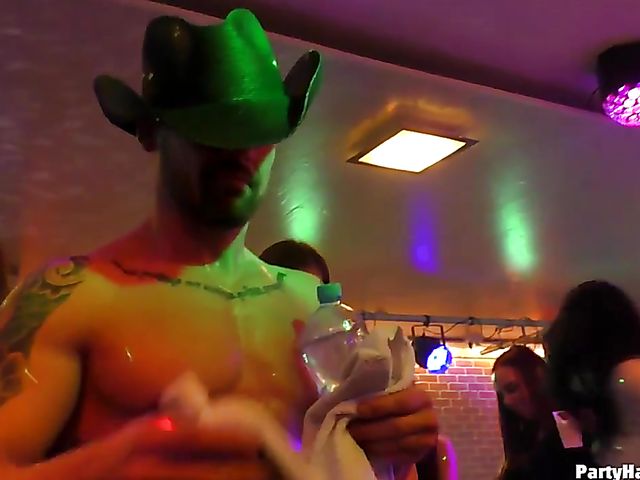 Wild party girls doing dirty things in the nightclub