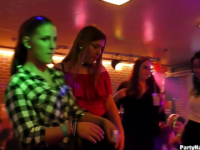 Wild party girls doing dirty things in the nightclub