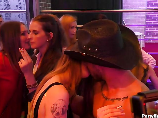 Wild party girls doing dirty things in the nightclub