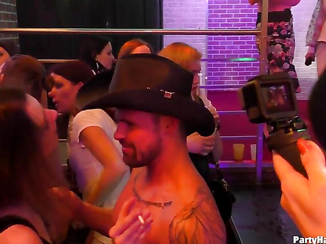 Wild party girls doing dirty things in the nightclub