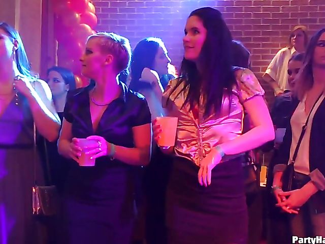 Wild party girls doing dirty things in the nightclub