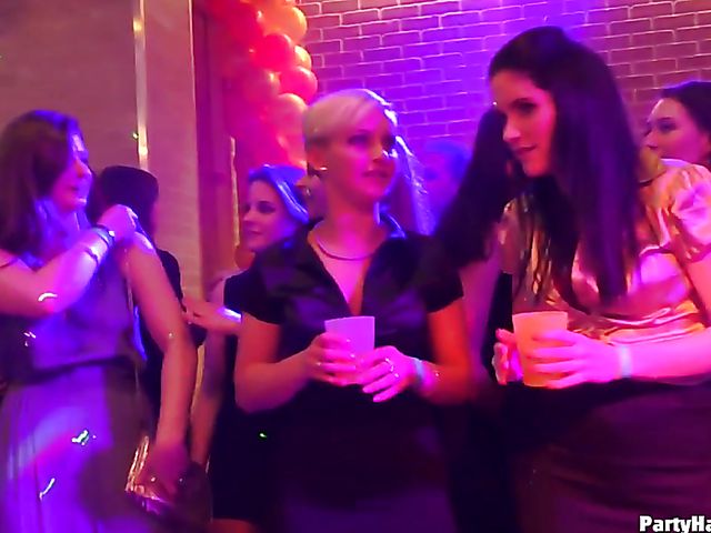 Wild party girls doing dirty things in the nightclub