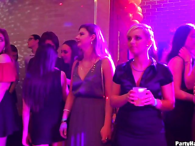 Wild party girls doing dirty things in the nightclub