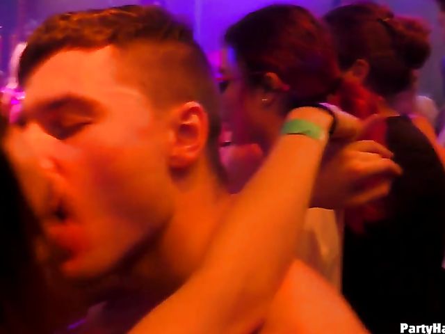 Wild party girls doing dirty things in the nightclub