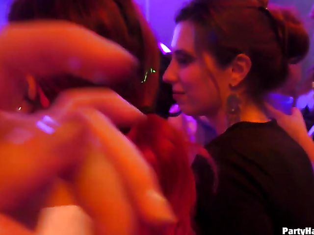 Wild party girls doing dirty things in the nightclub