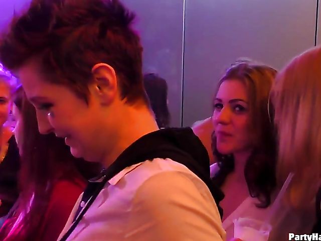 Wild party girls doing dirty things in the nightclub