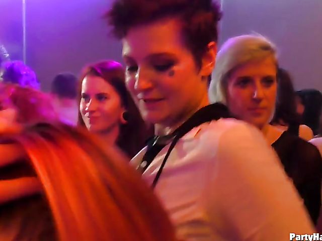 Wild party girls doing dirty things in the nightclub