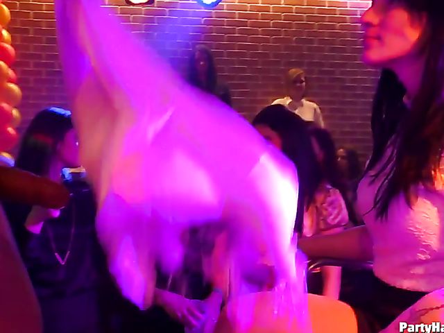 Wild party girls doing dirty things in the nightclub