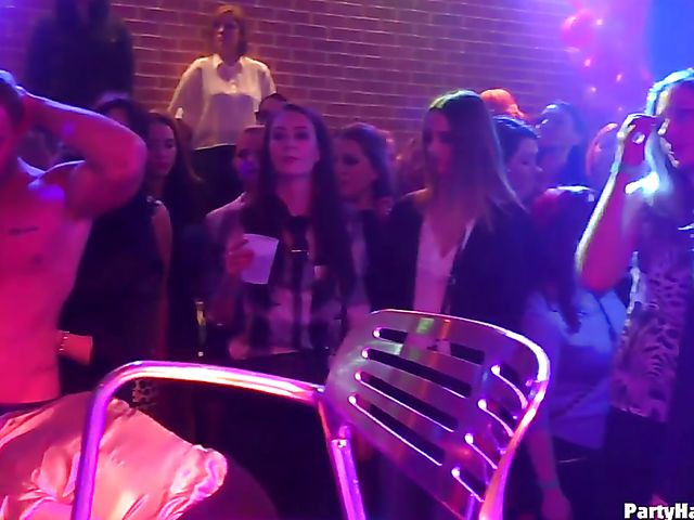 Wild party girls doing dirty things in the nightclub