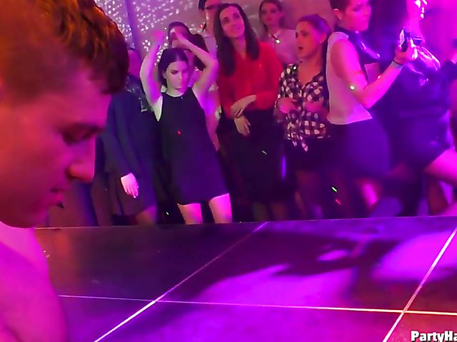 Wild party girls doing dirty things in the nightclub