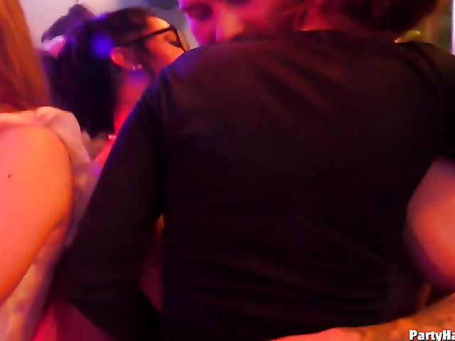Wild party girls doing dirty things in the nightclub